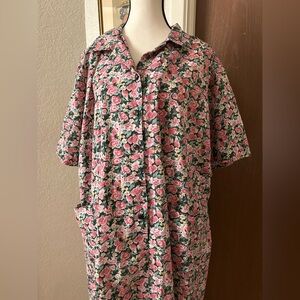 Floral Button-Up vintage house dress plus size